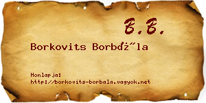 Borkovits Borbála névjegykártya